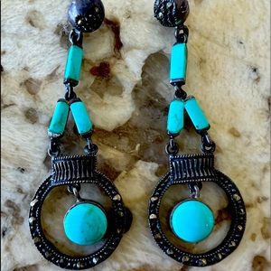 Vintage Torquize set in silver setting Earings